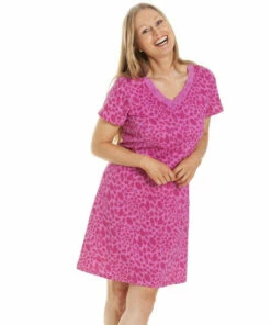 Camille Animal Print Cotton Summer Nightshirt For Female