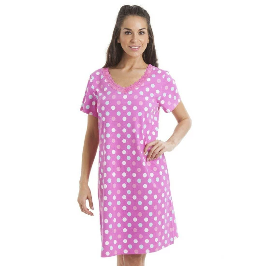 Camille Polka Dot Print Cotton Summer Nightshirt For Female 3 Camille Polka Dot Print Cotton Summer Nightshirt For Female