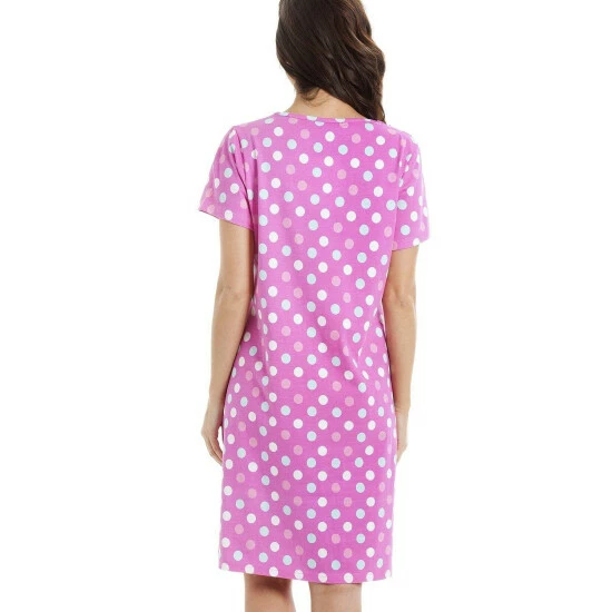Camille Polka Dot Print Cotton Summer Nightshirt For Female 4 Camille Polka Dot Print Cotton Summer Nightshirt For Female - Image 2