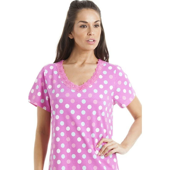 Camille Polka Dot Print Cotton Summer Nightshirt For Female 5 Camille Polka Dot Print Cotton Summer Nightshirt For Female - Image 3