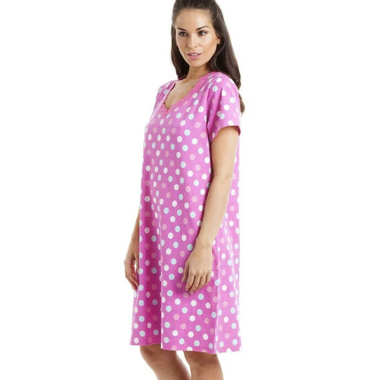 Camille Polka Dot Print Cotton Summer Nightshirt For Female 6 Camille Polka Dot Print Cotton Summer Nightshirt For Female - Image 4