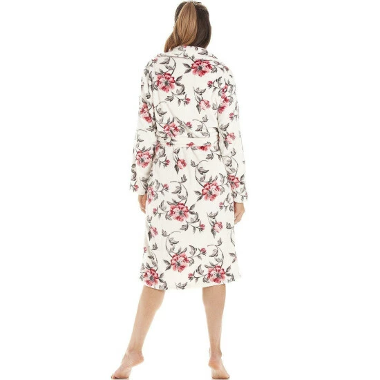 Camille Supersoft Fleece Shawl Collar Floral Bathrobe For Female 6 Camille Supersoft Fleece Shawl Collar Floral Bathrobe For Female - Image 4