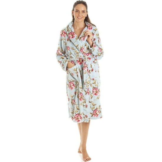 Camille Supersoft Fleece Shawl Collar Floral Bathrobe For Female 9 Camille Supersoft Fleece Shawl Collar Floral Bathrobe For Female - Image 7
