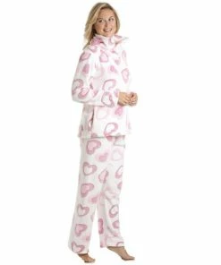 Camille Supersoft Heart Print Fleece Pyjama Set For Female -Cheap Camille Store unnamed file 821