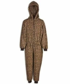 Camille Supersoft Leopard Print Hooded All In One Onesie For Unisex