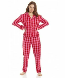 Camille Two Piece Checkered Flannel Pyjama Set For Female