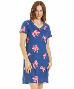 Camille Orchid Floral Print Cotton Summer Nightshirt For Female -Cheap Camille Store unnamed file 990