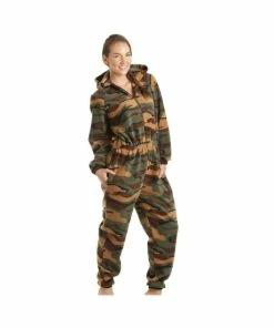 Camille Luxury All In One Camouflage Print Hooded Fleece Onesie For Female -Cheap Camille Store unnamed file 993