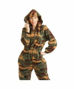 Camille Luxury All In One Camouflage Print Hooded Fleece Onesie For Female -Cheap Camille Store unnamed file 996